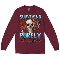 Burgundy surviving purely out of spite Long Sleeve Tee - JahusDesignShop