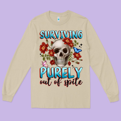 Surviving Purely Out Of Spite Long Sleeve Tee Designed By Jahusdesignshop