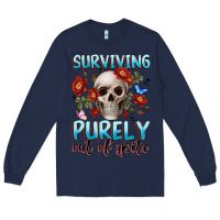 Navy surviving purely out of spite Long Sleeve Tee - JahusDesignShop