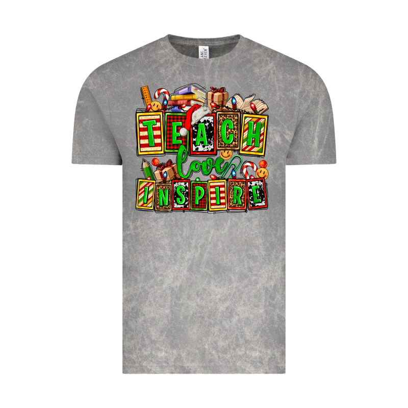 Teach Love Inspire With Christmas And Teacher Elements Vintage Tee by AdoDesignShop | Teevron