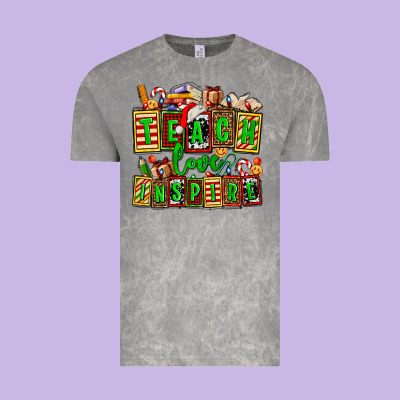 Teach Love Inspire With Christmas And Teacher Elements Vintage Tee Designed By Adodesignshop