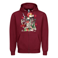 Skeleton Santa Zipper Hoodie | Teevron