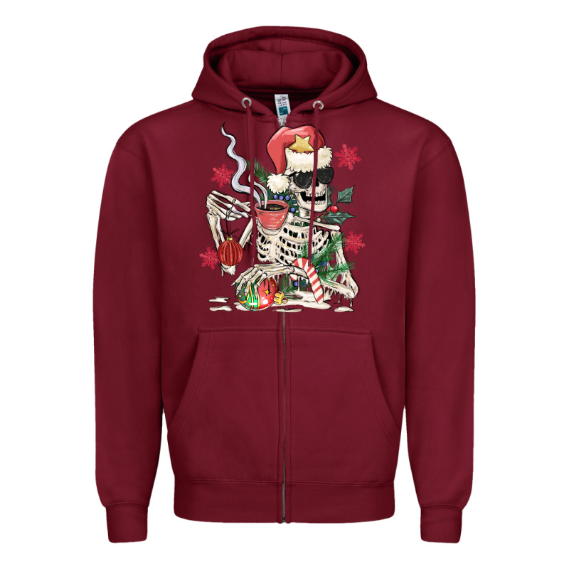 Skeleton Santa Zipper Hoodie by MaliasSmallBusiness | Teevron