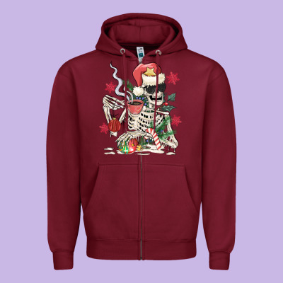 Skeleton Santa Zipper Hoodie Designed By Maliassmallbusiness