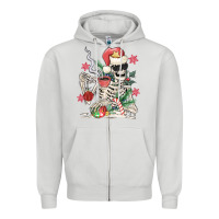 Dove Grey skeleton santa Zipper Hoodie - MaliasSmallBusiness