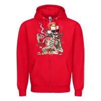 Red skeleton santa Zipper Hoodie - MaliasSmallBusiness