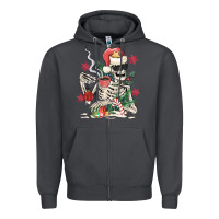 Smoke skeleton santa Zipper Hoodie - MaliasSmallBusiness