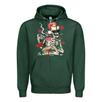 Sports Green skeleton santa Zipper Hoodie - MaliasSmallBusiness