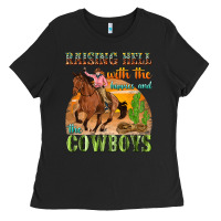 Black raising hell with the hippies and the cowboys Ladies Tee - texasbilliewilder