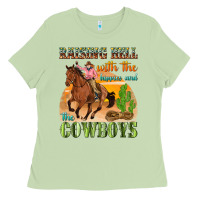Matcha raising hell with the hippies and the cowboys Ladies Tee - texasbilliewilder