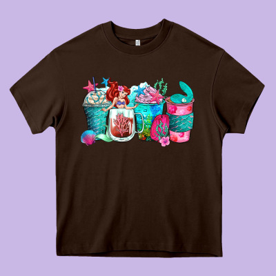 Mermaid Coffee Cups Heavy Core Tee Designed By Zillion Design Studio