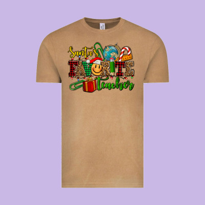 Santa's Favorite Teacher Vintage Tee Designed By Adodesignshop