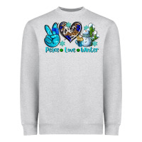Heather Grey peace love winter ado Heavyweight Sweatshirt - AdoDesignShop