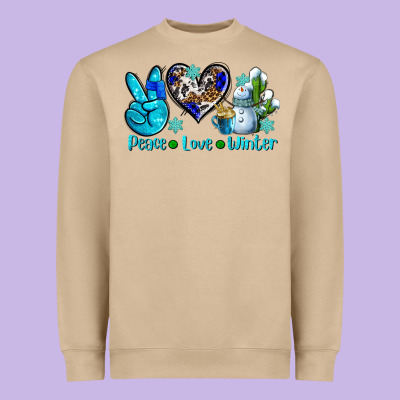 Peace Love Winter Ado Heavyweight Sweatshirt Designed By Adodesignshop