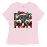Bubblegum Pink Christmas French Bulldog Mom Ladies Tee - RanaPortraitStore