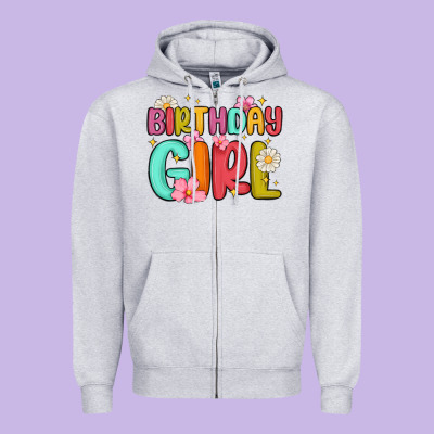 Birthday Girl Zipper Hoodie Designed By Maliassmallbusiness