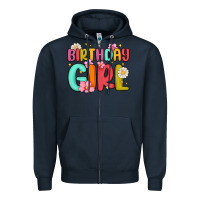 Navy birthday girl Zipper Hoodie - MaliasSmallBusiness