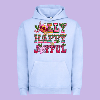 Jolly Happy Joyful Pink Christmas Urban Hoodie Designed By Cowgirlartshop