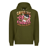 Army Green caffeine and kindness brewtiful blend Premium Hoodie - JahusDesignShop