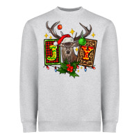 Heather Grey joy with reindeer ado Heavyweight Sweatshirt - AdoDesignShop