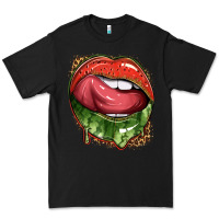 Black watermelon lips with leopard Premium Tee - texasbilliewilder
