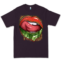 Plum watermelon lips with leopard Premium Tee - texasbilliewilder