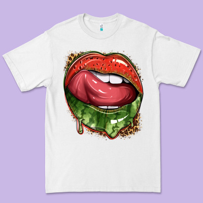 Watermelon Lips With Leopard Premium Tee Designed By Texasbilliewilder