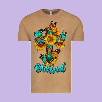 Cross With Butterfly Blessed Vintage Tee Designed By Bundleandbundleshop