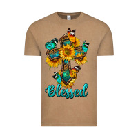 Vintage Coffee cross with butterfly blessed Vintage Tee - BundleAndBundleShop