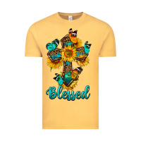 Vintage Mustard cross with butterfly blessed Vintage Tee - BundleAndBundleShop