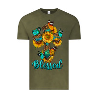 Vintage Olive cross with butterfly blessed Vintage Tee - BundleAndBundleShop
