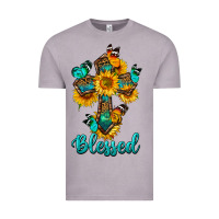 Vintage Zinc cross with butterfly blessed Vintage Tee - BundleAndBundleShop