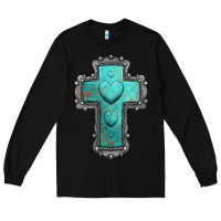 Black turquoise gemstone cross Long Sleeve Tee - Jasminsmagicworld