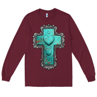 Burgundy turquoise gemstone cross Long Sleeve Tee - Jasminsmagicworld