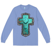 Colony Blue turquoise gemstone cross Long Sleeve Tee - Jasminsmagicworld