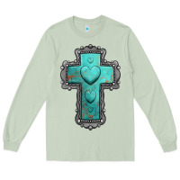 Matcha turquoise gemstone cross Long Sleeve Tee - Jasminsmagicworld