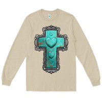 Mushroom turquoise gemstone cross Long Sleeve Tee - Jasminsmagicworld