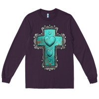 Plum turquoise gemstone cross Long Sleeve Tee - Jasminsmagicworld