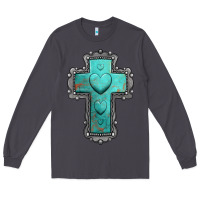 Smoke turquoise gemstone cross Long Sleeve Tee - Jasminsmagicworld