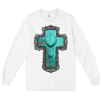 White turquoise gemstone cross Long Sleeve Tee - Jasminsmagicworld