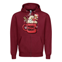 Burgundy merry and bright Zipper Hoodie - MaliasSmallBusiness