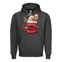 Charcoal Heather merry and bright Zipper Hoodie - MaliasSmallBusiness