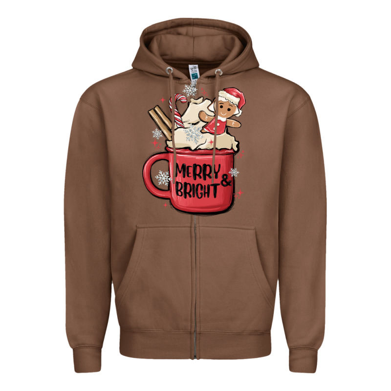 Merry And Bright Zipper Hoodie by MaliasSmallBusiness | Teevron