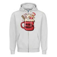 Dove Grey merry and bright Zipper Hoodie - MaliasSmallBusiness