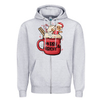 Heather Grey merry and bright Zipper Hoodie - MaliasSmallBusiness