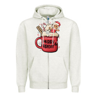 Oatmeal Heather merry and bright Zipper Hoodie - MaliasSmallBusiness