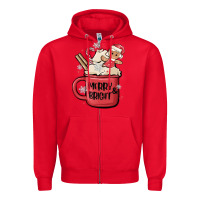 Red merry and bright Zipper Hoodie - MaliasSmallBusiness