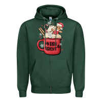 Sports Green merry and bright Zipper Hoodie - MaliasSmallBusiness