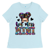 Baby Blue mess mini messy bun Ladies Tee - Zillion Design Studio