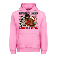 Fuchsia Pink herd it was christmas Urban Hoodie - CowGirlArtShop